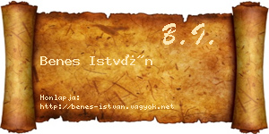 Benes István névjegykártya
